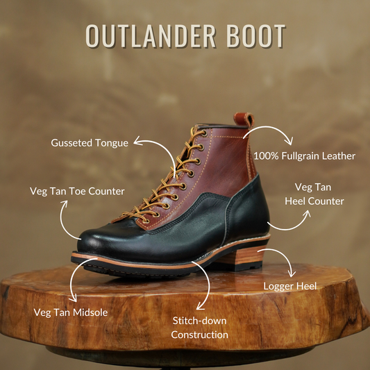 Outlander Boots 6" (Black & Tan)