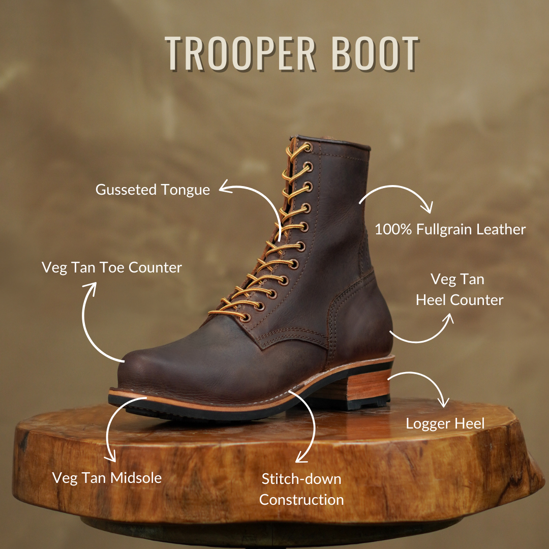 Trooper Boots 8" (Vintage Brown)