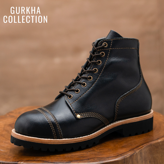 Gurkha Combat Boots 6" (Raven Black) Goodyear Welted