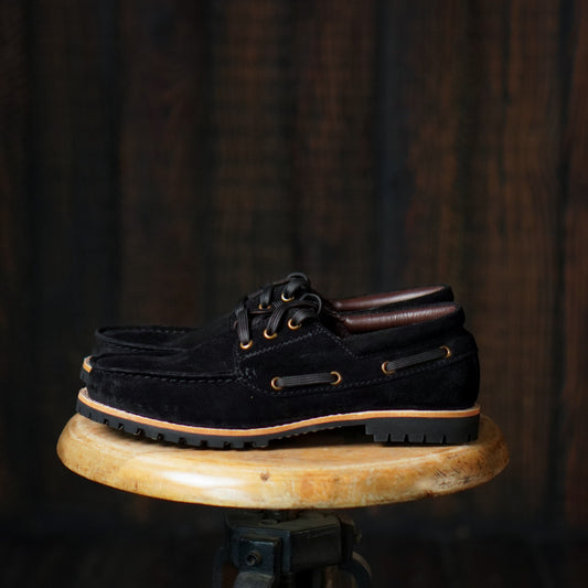 Voyager Boat Shoes Suede (Phantom Black) Goodyear Welted