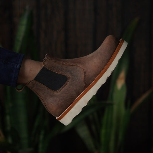 Women Chelsea Leather Boots (Vintage Brown) Goodyear Welted