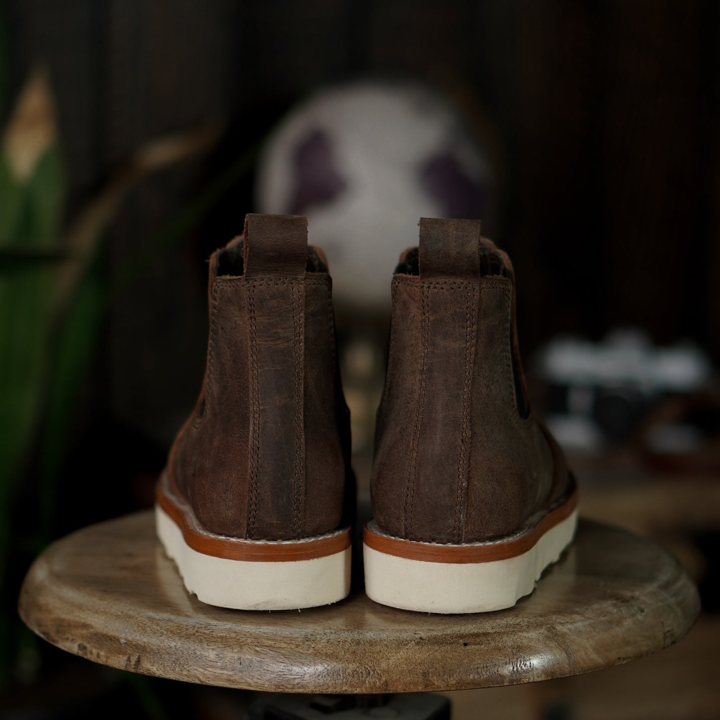 Women Chelsea Leather Boots (Vintage Brown) Goodyear Welted